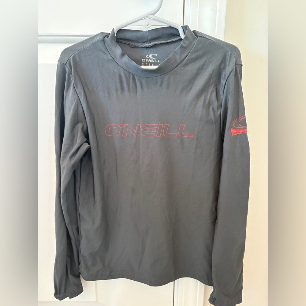 O’Neill Rash Guard Youth Boys Sz 6 GRAY UPF 50+ Long Sleeve Sun Swim Surf Shirt